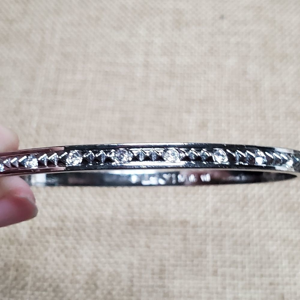 Loft Silver Bangle Bracelet with Clear Stones